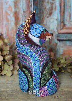 Alebrije Fox Intricately Hand painted Handmade & Carved Mexican Folk Art Oaxaca