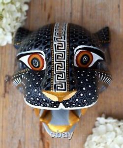 Alebrije Jaguar Mask Wood Hand Carved & Hand Painted Mexican Folk Art Elegant