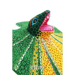 Alebrije Oaxacan Wood Carving by Luis Pablo Frilled Lizard Mexico Folk Art