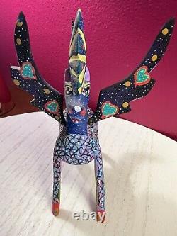 Alebrije Pegasus Oaxaca Wood Carving Signed Sr. Cordova Mexico Painted FREE SHIP