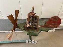 Amazing RARE Antique 19th c. American Folk Art Wood Whirligig Sculpture, WOW