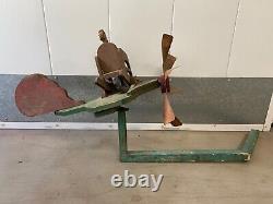 Amazing RARE Antique 19th c. American Folk Art Wood Whirligig Sculpture, WOW