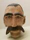 American Folk Art Carnival Head Bust Life Size Carved Wood Late 1800 Early 1900