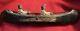 American Folk-art Carved Wooden Indian Canoe Pull Toy