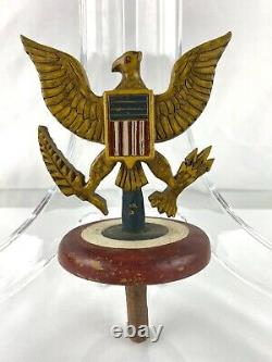 American Folk Art Flag Finial Carved & Painted Eagle