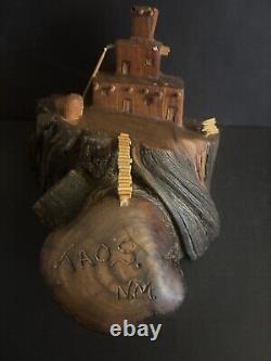 Amos Salazar Wood Carving Taos New Mexico Table Sculpture