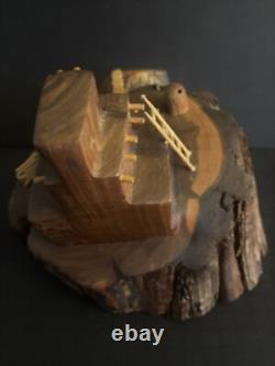Amos Salazar Wood Carving Taos New Mexico Table Sculpture