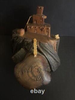 Amos Salazar Wood Carving Taos New Mexico Table Sculpture