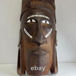 Ancient Style African Folk Art Carved Wood Mask 40cm Tribal Decor
