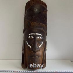 Ancient Style African Folk Art Carved Wood Mask 40cm Tribal Decor