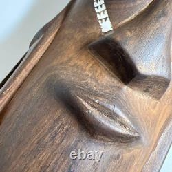 Ancient Style African Folk Art Carved Wood Mask 40cm Tribal Decor