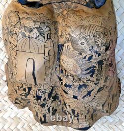 Angel & Pig Offering Nativity Lg Wall Hanging Handmade Guerrero Mexican Folk Art