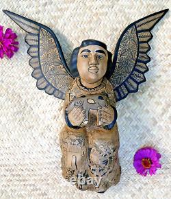 Angel & Pig Offering Nativity Lg Wall Hanging Handmade Guerrero Mexican Folk Art