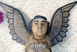 Angel & Pig Offering Nativity Lg Wall Hanging Handmade Guerrero Mexican Folk Art