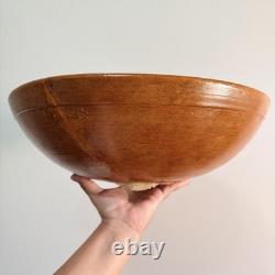 Antique 120+ Year Old Hand-Carved Wooden Dough Bowl 15.5 Primitive Farmhouse