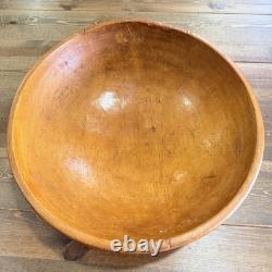 Antique 120+ Year Old Hand-Carved Wooden Dough Bowl 15.5 Primitive Farmhouse