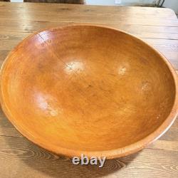 Antique 120+ Year Old Hand-Carved Wooden Dough Bowl 15.5 Primitive Farmhouse