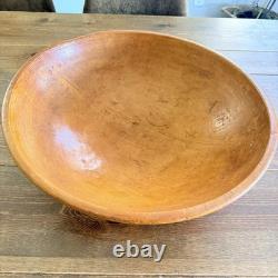 Antique 120+ Year Old Hand-Carved Wooden Dough Bowl 15.5 Primitive Farmhouse