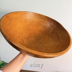 Antique 120+ Year Old Hand-Carved Wooden Dough Bowl 15.5 Primitive Farmhouse