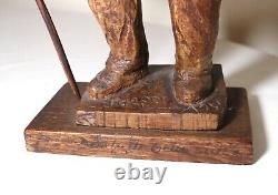 Antique 1751 Folk Art hand carved wood figural Jaeger man sculpture statue