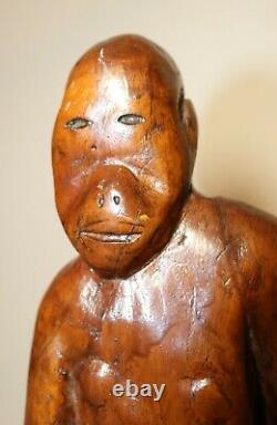 Antique 1800's Folk Art hand carved drift wood figural man sculpture statue