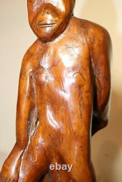 Antique 1800's Folk Art hand carved drift wood figural man sculpture statue