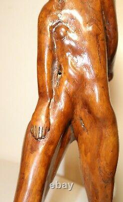 Antique 1800's Folk Art hand carved drift wood figural man sculpture statue