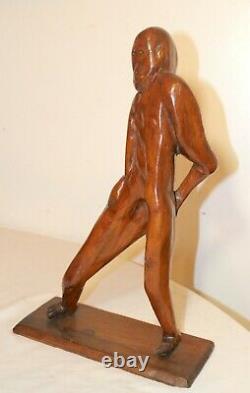 Antique 1800's Folk Art hand carved drift wood figural man sculpture statue