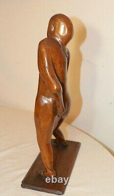 Antique 1800's Folk Art hand carved drift wood figural man sculpture statue