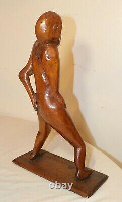 Antique 1800's Folk Art hand carved drift wood figural man sculpture statue