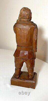 Antique 1800's Folk Art hand carved wood figural man sculpture statue figure