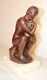 Antique 1800's Folk Art Hand Carved Wood Figural Thinking Man Sculpture Statue