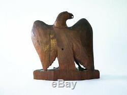Antique 1800s Americana Folk Art Carved Wooden Baled Eagle Figurine / Statue