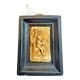 Antique 1800s Hand Carved Wax Plaque Boy Playing Instrument Folk Art Relief
