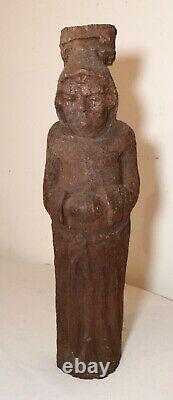 Antique 1800s hand carved wood folk art friar figural statue sculpture religious