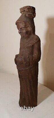 Antique 1800s hand carved wood folk art friar figural statue sculpture religious