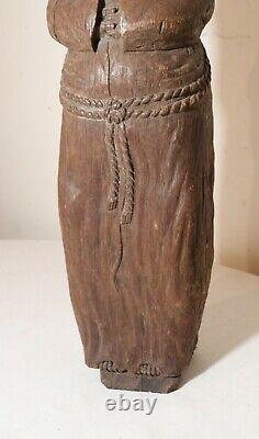 Antique 1800s hand carved wood folk art friar monk statue sculpture religious