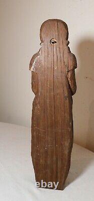 Antique 1800s hand carved wood folk art friar monk statue sculpture religious