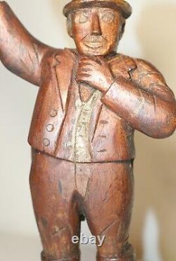 Antique 1871 Folk Art hand carved wood figural man sculpture statue figure 19thc