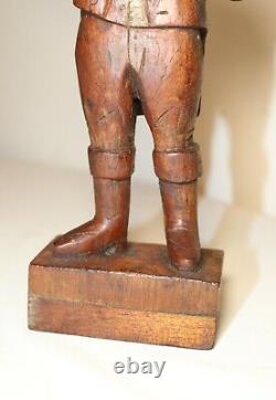 Antique 1871 Folk Art hand carved wood figural man sculpture statue figure 19thc
