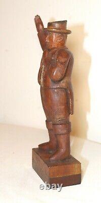 Antique 1871 Folk Art hand carved wood figural man sculpture statue figure 19thc