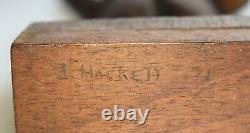 Antique 1871 Folk Art hand carved wood figural man sculpture statue figure 19thc
