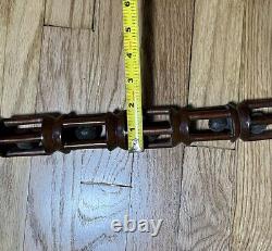 Antique 1885 Hand Carved Ball In Cage Cane Walking Stick Folk Art Signed LSM 35