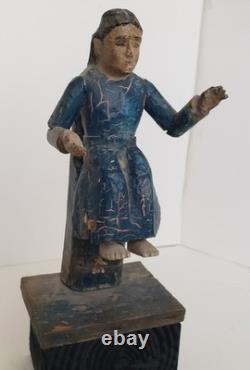 Antique 18C Santa Fe Folk Art Christ Figure Salvador Mundi Polychrome Wood