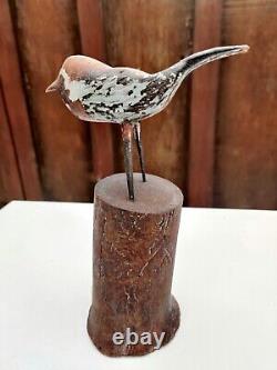 Antique 1900s Oneonta NY Carved Chickadee Bird Folk Art Americana AAFA