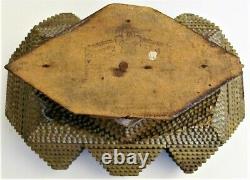 Antique 1915 Tramp Art Chip Carve Cigar Box Folk Art Original Finish & Label 12