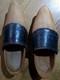 Antique 1918 Folk Hand Carved Wooden Leather Clogs Shoes France Inscribed Girls