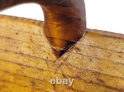 Antique 19thC CARVED WOODEN FOLK ART BASKET Primitive AAFA Treen One-Piece Oval