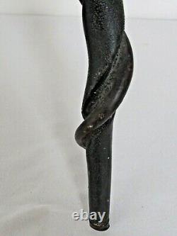 Antique 19th Century Folk Art Carved Wood Snake Cane Walking Stick