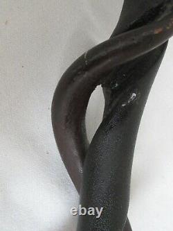 Antique 19th Century Folk Art Carved Wood Snake Cane Walking Stick